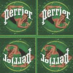 Serviette papier pub 'Perrier' et jeune femme - 33 cm x 33 cm 3 plis